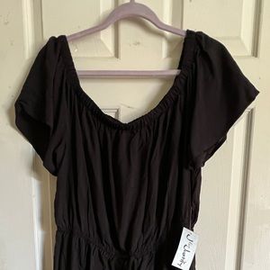 J for justify black with red embroidered roses hi low dress